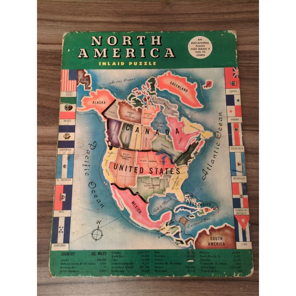 Vintage North America Inlaid Puzzle